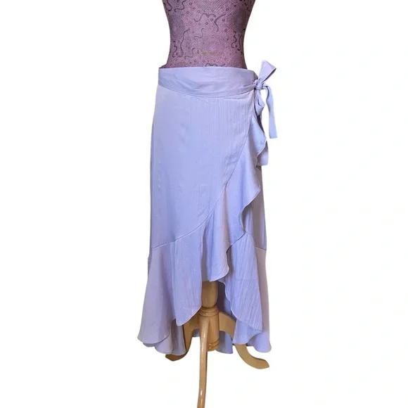 Anthropologie Maeve Lilac Ruffle Wrap Skirt